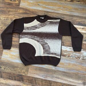 Vintage Coogi Style Bergati Knit  Multicolor Brown Tan Sweater XL